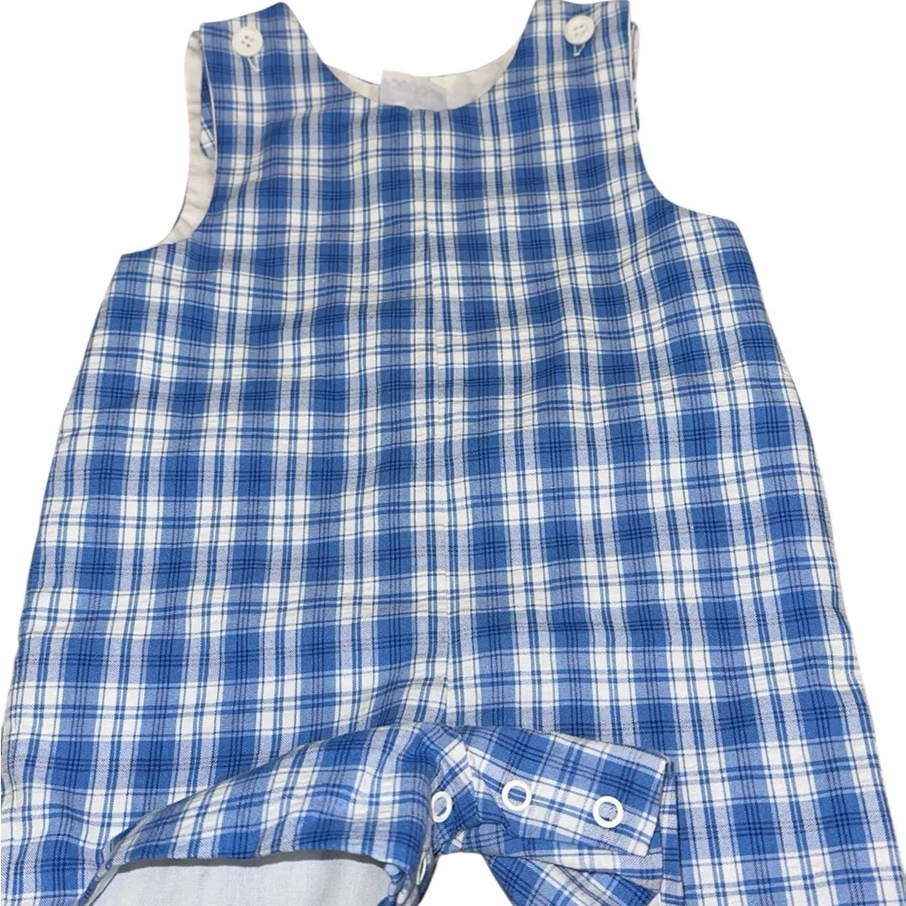 Vintage Kelly’s Kids Baby Romper Blue Plaid‎ One-Piece 12 Months Lined